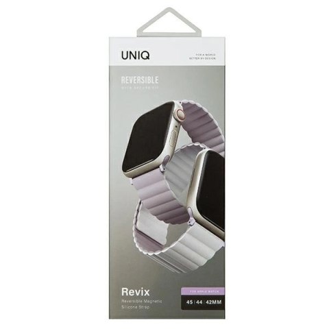 Pasek Uniq Revix na Apple Watch 1/2/3/4/5/6/7/8/SE/SE2/Ultra 42/44/45/49mm - liliowo-biały