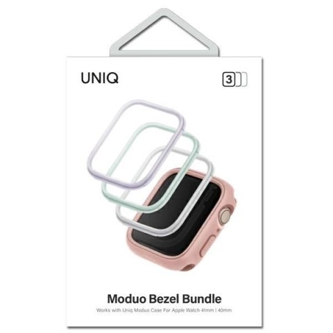 Ramka do etui Uniq Moduo 3w1 na Apple Watch 4/5/6/7/8/SE/SE2 40/41mm - szałwiowa, liliowa, biała