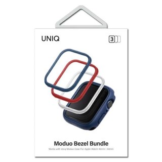 Ramka do etui Uniq Moduo 3w1 na Apple Watch 4/5/6/7/8/SE/SE2 44/45mm - niebieska, czerwona, biała