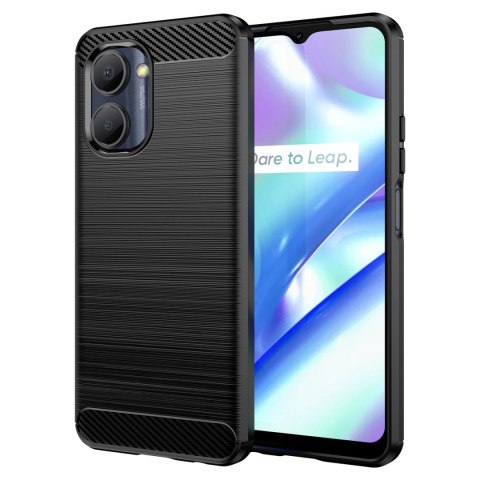 Carbon Case etui Realme C33 elastyczny silikonowy karbonowy pokrowiec czarne Carbon Case etui Realme C33 elastyczny silikonowy karbonowy pokrowiec czarne