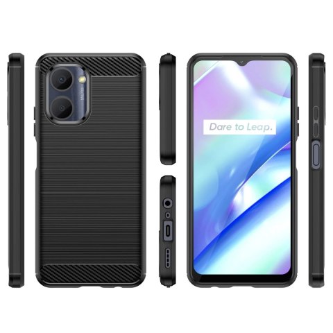 Carbon Case etui Realme C33 elastyczny silikonowy karbonowy pokrowiec czarne Carbon Case etui Realme C33 elastyczny silikonowy karbonowy pokrowiec czarne