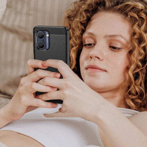 Carbon Case etui Realme C33 elastyczny silikonowy karbonowy pokrowiec czarne Carbon Case etui Realme C33 elastyczny silikonowy karbonowy pokrowiec czarne