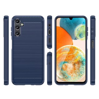 Carbon Case etui Samsung Galaxy A14 5G elastyczny silikonowy karbonowy pokrowiec niebieskie