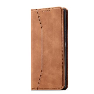 Magnet Fancy Case etui Samsung Galaxy S23 Ultra pokrowiec z klapką portfel podstawka brązowe