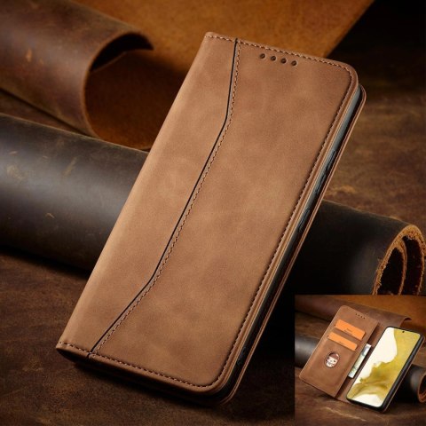 Magnet Fancy Case etui Samsung Galaxy S23 Ultra pokrowiec z klapką portfel podstawka brązowe Magnet Fancy Case etui Samsung Galaxy S23 Ultra pokrowiec z klapką portfel podstawka brązowe