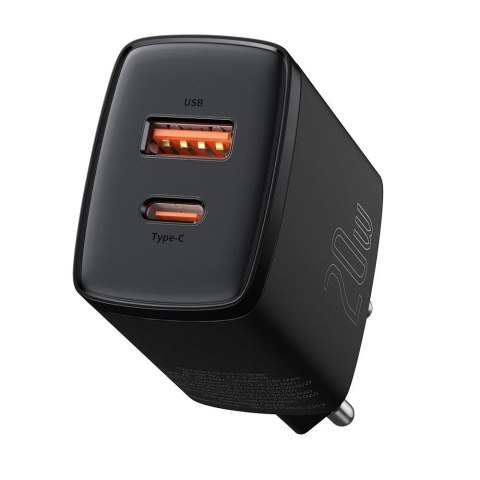 Baseus Compact szybka ładowarka sieciowa USB / USB Typ C 20W 3A Power Delivery Quick Charge 3.0 czarny (CCXJ-B01) Baseus Compact szybka ładowarka sieciowa USB / USB Typ C 20W 3A Power Delivery Quick Charge 3.0 czarny (CCXJ-B01)