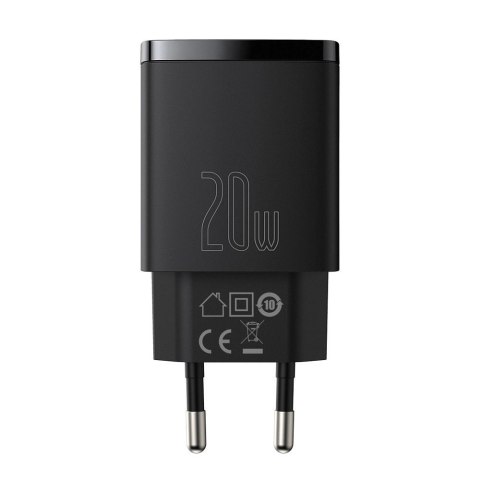 Baseus Compact szybka ładowarka sieciowa USB / USB Typ C 20W 3A Power Delivery Quick Charge 3.0 czarny (CCXJ-B01) Baseus Compact szybka ładowarka sieciowa USB / USB Typ C 20W 3A Power Delivery Quick Charge 3.0 czarny (CCXJ-B01)