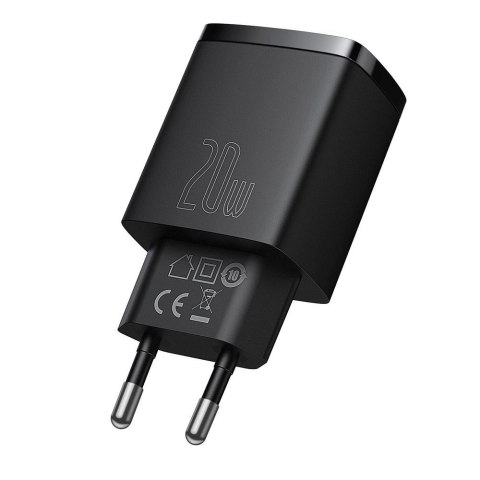 Baseus Compact szybka ładowarka sieciowa USB / USB Typ C 20W 3A Power Delivery Quick Charge 3.0 czarny (CCXJ-B01) Baseus Compact szybka ładowarka sieciowa USB / USB Typ C 20W 3A Power Delivery Quick Charge 3.0 czarny (CCXJ-B01)