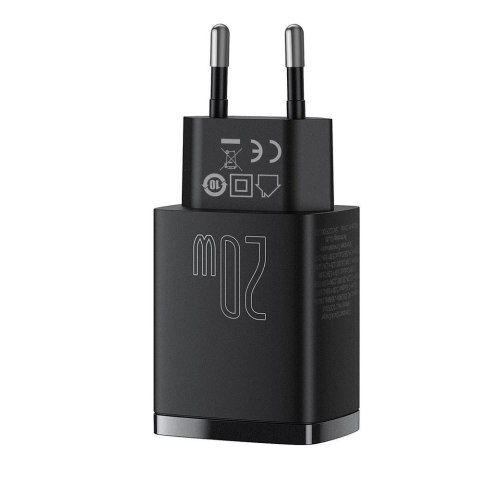 Baseus Compact szybka ładowarka sieciowa USB / USB Typ C 20W 3A Power Delivery Quick Charge 3.0 czarny (CCXJ-B01) Baseus Compact szybka ładowarka sieciowa USB / USB Typ C 20W 3A Power Delivery Quick Charge 3.0 czarny (CCXJ-B01)