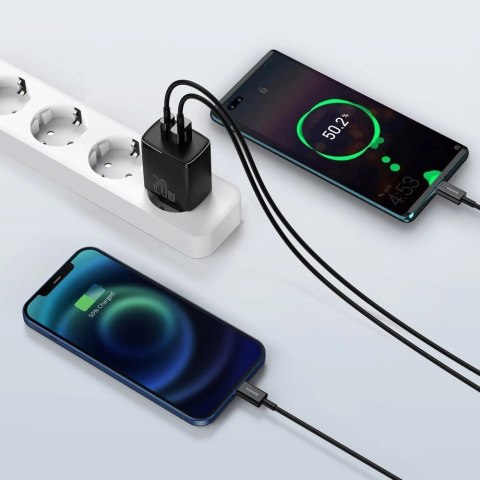 Baseus Compact szybka ładowarka sieciowa USB / USB Typ C 20W 3A Power Delivery Quick Charge 3.0 czarny (CCXJ-B01) Baseus Compact szybka ładowarka sieciowa USB / USB Typ C 20W 3A Power Delivery Quick Charge 3.0 czarny (CCXJ-B01)