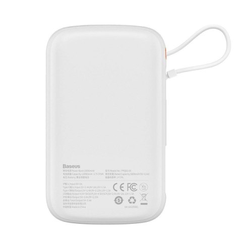 Baseus Qpow Digital Display powerbank z szybkim ładowaniem 10000mAh 20W QC/PD/SCP/FCP z wbudowanym kablem Lightning biały Baseus Qpow Digital Display powerbank z szybkim ładowaniem 10000mAh 20W QC/PD/SCP/FCP z wbudowanym kablem Lightning biały