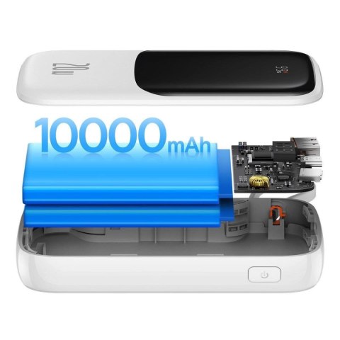 Baseus Qpow Digital Display powerbank z szybkim ładowaniem 10000mAh 20W QC/PD/SCP/FCP z wbudowanym kablem Lightning biały Baseus Qpow Digital Display powerbank z szybkim ładowaniem 10000mAh 20W QC/PD/SCP/FCP z wbudowanym kablem Lightning biały