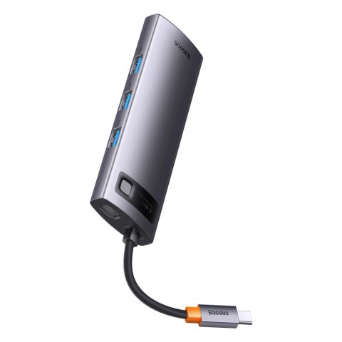 Baseus StarJoy HUB 6w1 USB Typ C - 3x USB / HDMI / RJ45 (1Gbps) / USB Typ C PD szary (WKWG080013) Baseus StarJoy HUB 6w1 USB Typ C - 3x USB / HDMI / RJ45 (1Gbps) / USB Typ C PD szary (WKWG080013)