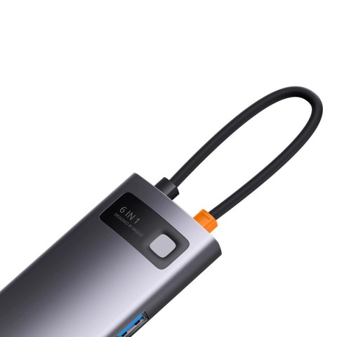 Baseus StarJoy HUB 6w1 USB Typ C - 3x USB / HDMI / RJ45 (1Gbps) / USB Typ C PD szary (WKWG080013) Baseus StarJoy HUB 6w1 USB Typ C - 3x USB / HDMI / RJ45 (1Gbps) / USB Typ C PD szary (WKWG080013)
