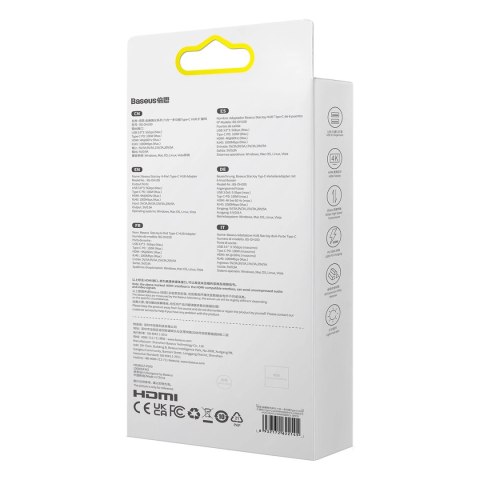 Baseus StarJoy HUB 6w1 USB Typ C - 3x USB / HDMI / RJ45 (1Gbps) / USB Typ C PD szary (WKWG080013) Baseus StarJoy HUB 6w1 USB Typ C - 3x USB / HDMI / RJ45 (1Gbps) / USB Typ C PD szary (WKWG080013)