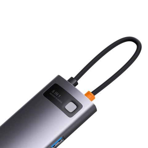 Baseus StarJoy HUB 8w1 USB Typ C - 3x USB / HDMI / RJ45 (1Gbps) / czytnik kart SD i TF / USB Typ C PD szary (WKWG080113) Baseus StarJoy HUB 8w1 USB Typ C - 3x USB / HDMI / RJ45 (1Gbps) / czytnik kart SD i TF / USB Typ C PD szary (WKWG080113)