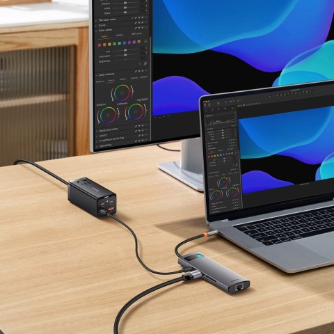 HUB 8w1 Baseus StarJoy USB-C do USB-C PD / 3x USB-A / HDMI / RJ-45 / SD TF - szary HUB 8w1 Baseus StarJoy USB-C do USB-C PD / 3x USB-A / HDMI / RJ-45 / SD TF - szary