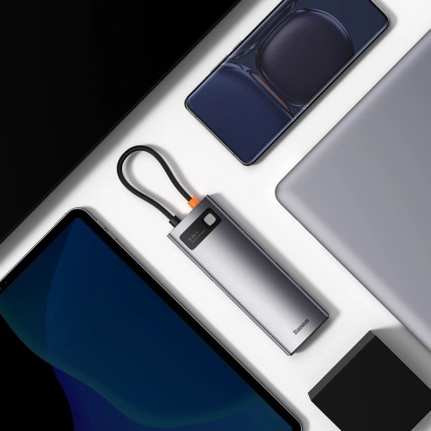 HUB 8w1 Baseus StarJoy USB-C do USB-C PD / 3x USB-A / HDMI / RJ-45 / SD TF - szary HUB 8w1 Baseus StarJoy USB-C do USB-C PD / 3x USB-A / HDMI / RJ-45 / SD TF - szary