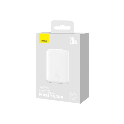 Powerbank Baseus Magnetic Mini 10000mAh USB-C PD 20W / MagSafe 15W - biały + kabel USB-C Powerbank Baseus Magnetic Mini 10000mAh USB-C PD 20W / MagSafe 15W - biały + kabel USB-C