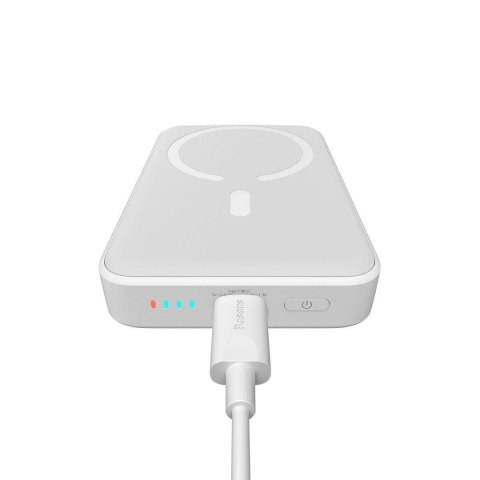 Powerbank Baseus Magnetic Mini 10000mAh USB-C PD 20W / MagSafe 15W - biały + kabel USB-C Powerbank Baseus Magnetic Mini 10000mAh USB-C PD 20W / MagSafe 15W - biały + kabel USB-C