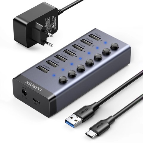 Ugreen wielofunkcyjny HUB 7w1 USB Typ C - 7x USB Typ A 3.0 PD DC 12V szary (CM481) Ugreen wielofunkcyjny HUB 7w1 USB Typ C - 7x USB Typ A 3.0 PD DC 12V szary (CM481)
