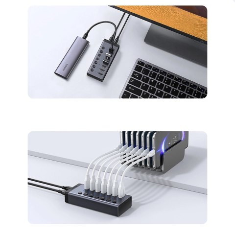 Ugreen wielofunkcyjny HUB 7w1 USB Typ C - 7x USB Typ A 3.0 PD DC 12V szary (CM481) Ugreen wielofunkcyjny HUB 7w1 USB Typ C - 7x USB Typ A 3.0 PD DC 12V szary (CM481)