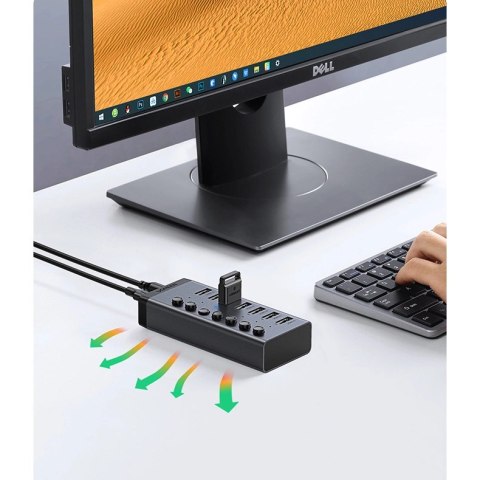 Ugreen wielofunkcyjny HUB 7w1 USB Typ C - 7x USB Typ A 3.0 PD DC 12V szary (CM481) Ugreen wielofunkcyjny HUB 7w1 USB Typ C - 7x USB Typ A 3.0 PD DC 12V szary (CM481)