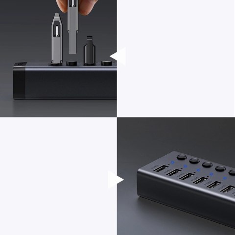 Ugreen wielofunkcyjny HUB 7w1 USB Typ C - 7x USB Typ A 3.0 PD DC 12V szary (CM481) Ugreen wielofunkcyjny HUB 7w1 USB Typ C - 7x USB Typ A 3.0 PD DC 12V szary (CM481)