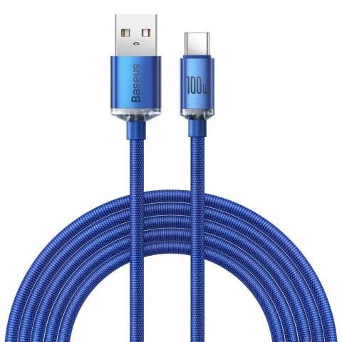 Baseus Crystal Shine Series kabel przewód USB do szybkiego ładowania i transferu danych USB Typ A - USB Typ C 100W 2m niebieski Baseus Crystal Shine Series kabel przewód USB do szybkiego ładowania i transferu danych USB Typ A - USB Typ C 100W 2m niebieski