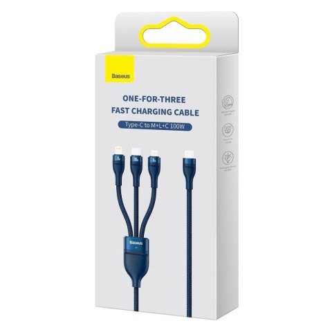 Baseus Flash Series II kabel USB Typ C / USB Typ A - USB Typ C / Lightning / micro USB 100 W 1,5 m niebieski (CASS030203) Baseus Flash Series II kabel USB Typ C / USB Typ A - USB Typ C / Lightning / micro USB 100 W 1,5 m niebieski (CASS030203)