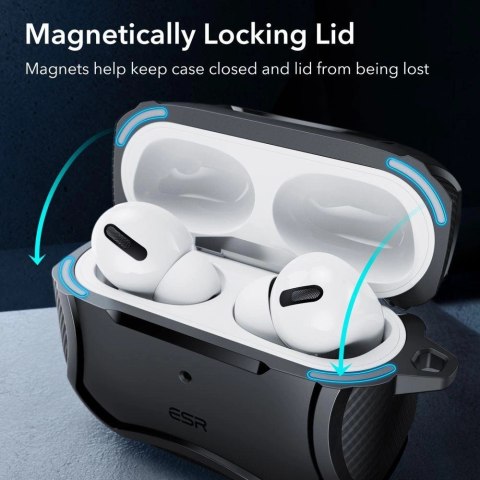 Etui ESR Cyber Armor Halolock z MagSafe na Apple AirPods Pro 1 / 2 - czarne Etui ESR Cyber Armor Halolock z MagSafe na Apple AirPods Pro 1 / 2 - czarne