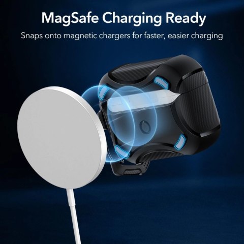 Etui ESR Cyber Armor Halolock z MagSafe na Apple AirPods Pro 1 / 2 - czarne Etui ESR Cyber Armor Halolock z MagSafe na Apple AirPods Pro 1 / 2 - czarne