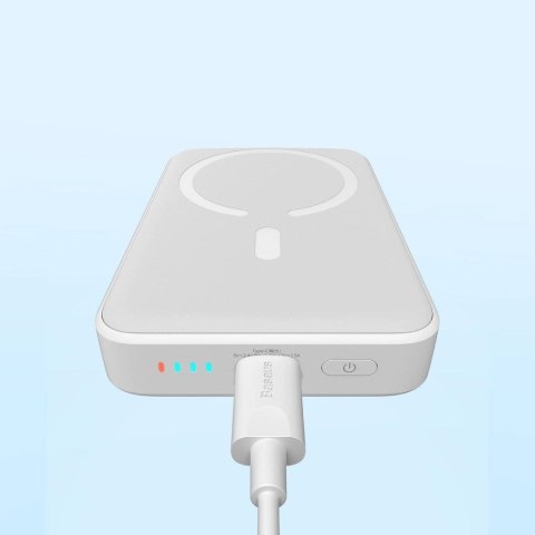 Powerbank Baseus Magnetic Mini 10000mAh USB-C PD 20W / MagSafe 15W - biały + kabel USB-C Powerbank Baseus Magnetic Mini 10000mAh USB-C PD 20W / MagSafe 15W - biały + kabel USB-C