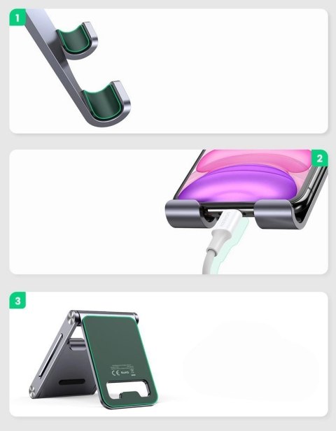 Ugreen metalowa aluminiowa składana podstawka na telefon tablet szary (LP263 80708) Ugreen metalowa aluminiowa składana podstawka na telefon tablet szary (LP263 80708)