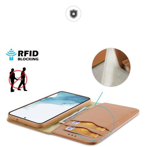 Dux Ducis Hivo etui Samsung Galaxy S23 pokrowiec z klapką portfel podstawka blokada RFID brązowe Dux Ducis Hivo etui Samsung Galaxy S23 pokrowiec z klapką portfel podstawka blokada RFID brązowe