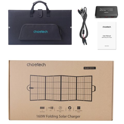 Ładowarka Choetech SC010 solarna turystyczna składana 160W - czarna Ładowarka Choetech SC010 solarna turystyczna składana 160W - czarna