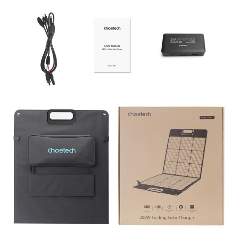 Ładowarka Choetech SC011 solarna 200W przenośny panel słoneczny - czarna Ładowarka Choetech SC011 solarna 200W przenośny panel słoneczny - czarna