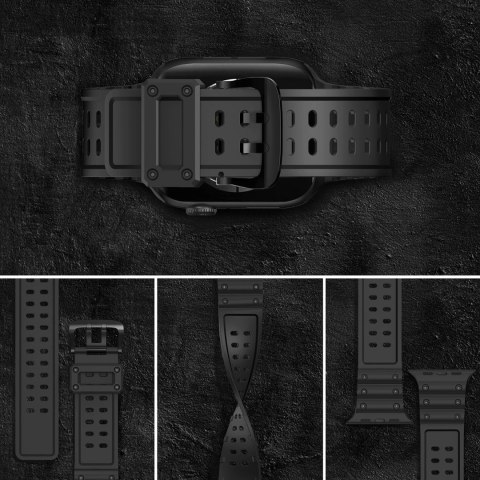 Strap Triple Protection pasek Apple Watch Ultra, SE, 9 ,8, 7, 6, 5, 4, 3, 2, 1 (49, 45, 44, 42 mm) opaska bransoleta czarny Strap Triple Protection pasek Apple Watch Ultra, SE, 9 ,8, 7, 6, 5, 4, 3, 2, 1 (49, 45, 44, 42 mm) opaska bransoleta czarny