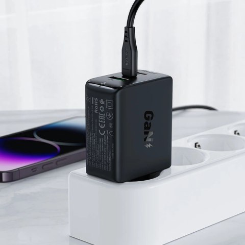 Acefast szybka ładowarka sieciowa GaN (2xUSB-C / USB-A) PPS / PD / QC4+ 65W czarna (A41) Acefast szybka ładowarka sieciowa GaN (2xUSB-C / USB-A) PPS / PD / QC4+ 65W czarna (A41)