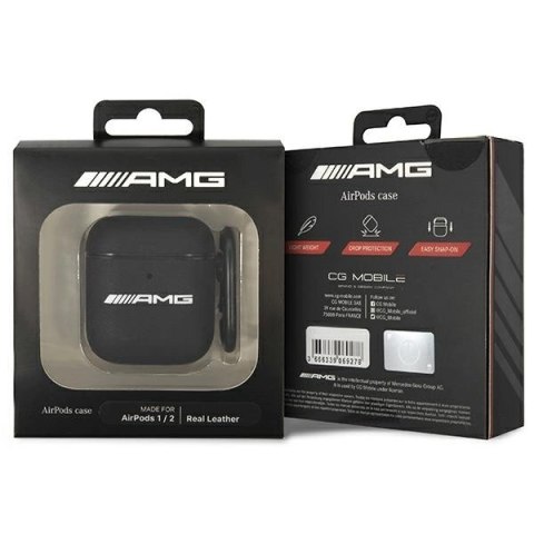 Etui AMG Leather Big Logo na AirPods - czarne