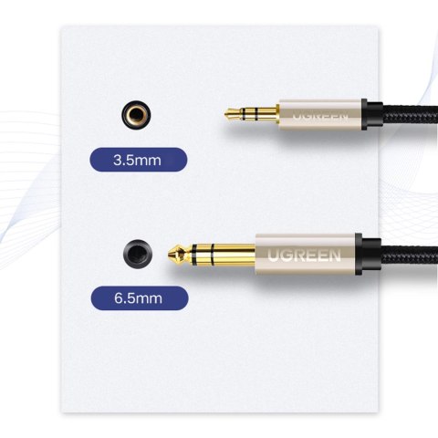 Kabel Ugreen AV127 10625 audio TRS mini jack 3,5mm / jack 6,35mm 1m - szary Kabel Ugreen AV127 10625 audio TRS mini jack 3,5mm / jack 6,35mm 1m - szary