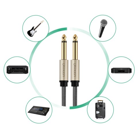 Kabel Ugreen AV128 10640 mono TS jack 6,35mm / jack 6,35mm 5m - szary Kabel Ugreen AV128 10640 mono TS jack 6,35mm / jack 6,35mm 5m - szary