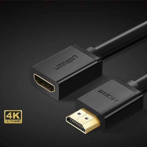 Kabel Ugreen HD107 10141 HDMI (męski) - HDMI (żeński) 4K 1m - czarny Kabel Ugreen HD107 10141 HDMI (męski) - HDMI (żeński) 4K 1m - czarny