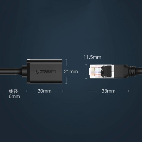 Kabel Ugreen NW112 11279 sieciowy Ethernet RJ45 (żeński) - RJ45 (męski) F/UTP Cat. 6 1 Gbps 1m - czarny Kabel Ugreen NW112 11279 sieciowy Ethernet RJ45 (żeński) - RJ45 (męski) F/UTP Cat. 6 1 Gbps 1m - czarny
