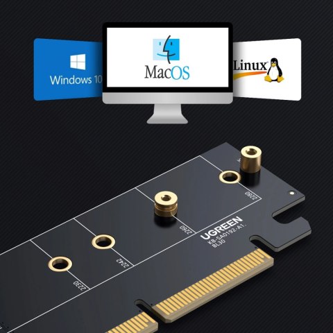 Karta rozszerzeń Ugreen CM465 PCIe 4.0 x4 do M.2 NVMe M-Key - czarna Karta rozszerzeń Ugreen CM465 PCIe 4.0 x4 do M.2 NVMe M-Key - czarna