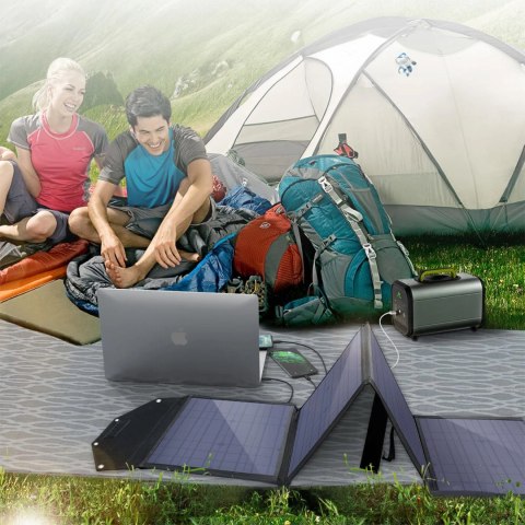 Ładowarka Choetech SC009-V2 solarna składana 100W USB-C / 2x USB-A PD QC - czarna Ładowarka Choetech SC009-V2 solarna składana 100W USB-C / 2x USB-A PD QC - czarna