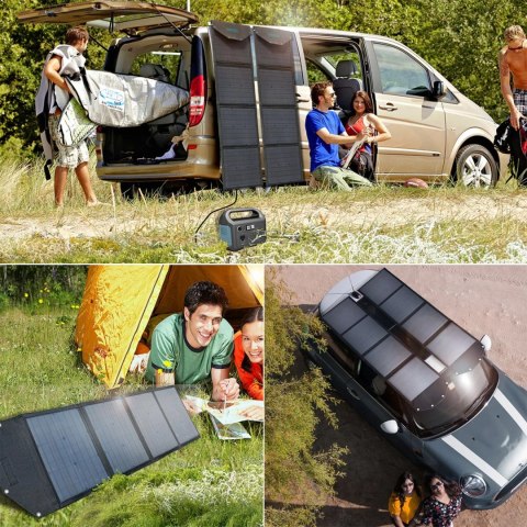 Ładowarka Choetech SC009-V2 solarna składana 100W USB-C / 2x USB-A PD QC - czarna Ładowarka Choetech SC009-V2 solarna składana 100W USB-C / 2x USB-A PD QC - czarna