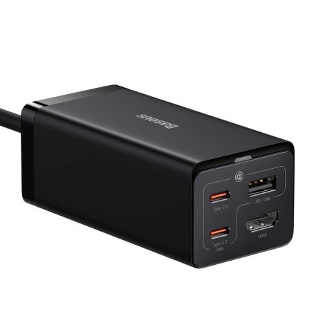 Ładowarka sieciowa GaN5 Baseus CCGP110201 HUB HDMI 2x USB-C / USB-A / HDMI 4K 30Hz 1,5m - czarna + kabel USB-C - USB-C 100W 1m Ładowarka sieciowa GaN5 Baseus CCGP110201 HUB HDMI 2x USB-C / USB-A / HDMI 4K 30Hz 1,5m - czarna + kabel USB-C - USB-C 100W 1m