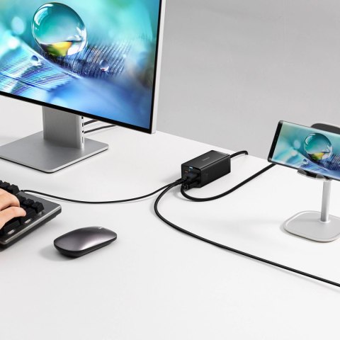 Ładowarka sieciowa GaN5 Baseus CCGP110201 HUB HDMI 2x USB-C / USB-A / HDMI 4K 30Hz 1,5m - czarna + kabel USB-C - USB-C 100W 1m Ładowarka sieciowa GaN5 Baseus CCGP110201 HUB HDMI 2x USB-C / USB-A / HDMI 4K 30Hz 1,5m - czarna + kabel USB-C - USB-C 100W 1m