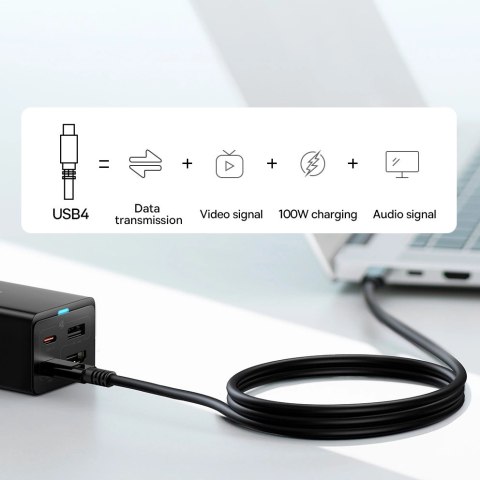 Ładowarka sieciowa GaN5 Baseus CCGP110201 HUB HDMI 2x USB-C / USB-A / HDMI 4K 30Hz 1,5m - czarna + kabel USB-C - USB-C 100W 1m Ładowarka sieciowa GaN5 Baseus CCGP110201 HUB HDMI 2x USB-C / USB-A / HDMI 4K 30Hz 1,5m - czarna + kabel USB-C - USB-C 100W 1m